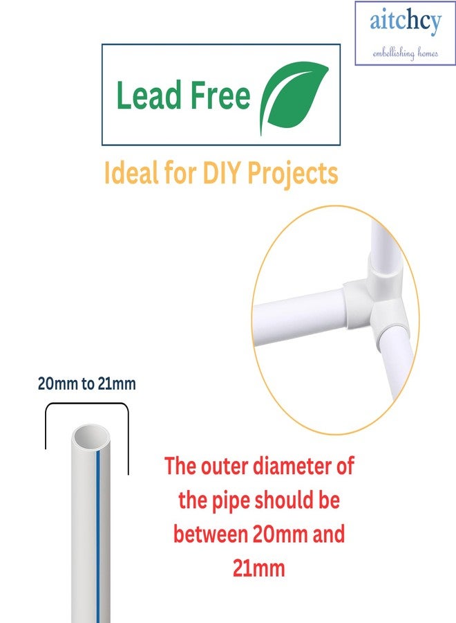 Aitchcy 4 Way PVC Elbow for 20mm to 21mm Outer Diameter Pipes Only | Heavy Duty 4 Way Connector for Furniture & DIY | 4 Way PVC Pipe Joint (Not for CPVC or 23mm+ OD Pipe) (Pack of 4) - Image 3